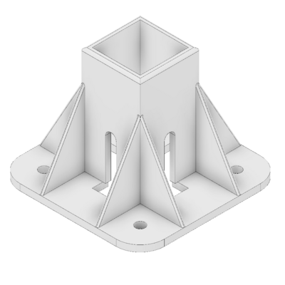 33-4545-1 MODULAR SOLUTIONS FOOT<br>45MM X 45MM (4) SIDED FOOT W/11MM FLOOR ANCHOR HOLES